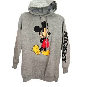 Disney Mickey Mouse Hoodie Classic Women's Size XS Gray Side Letters Streetwear